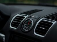 silver and black car air vent